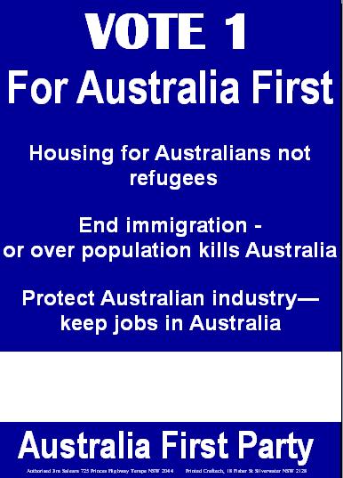 AF Corflute - Housing for Australians not refugees 20100713