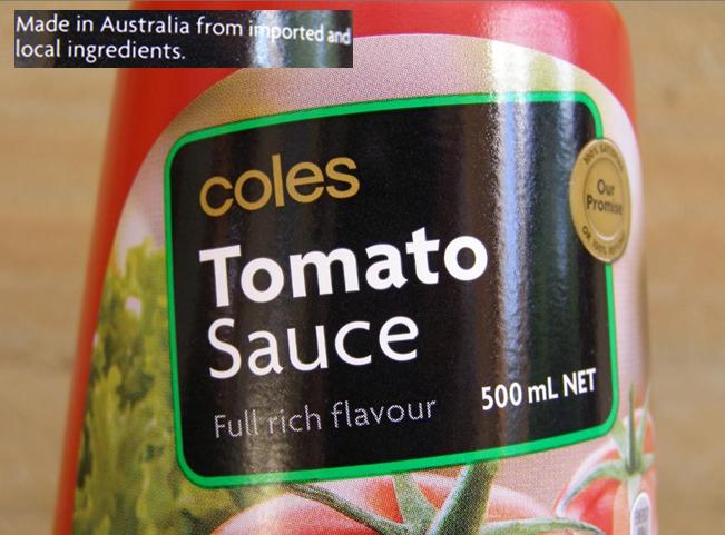 Coles Tomato Sauce with cheap imported ingredients