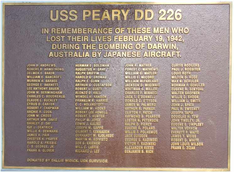 USS Peary DD226 - Roll  of Honour