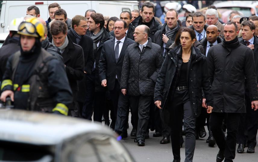 Francois Hollonde street march after Charlie Hebdo terror attacks