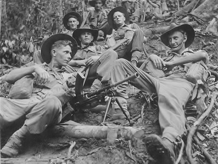 Australian soldiers from the 2-1 Infantry Battalion at Kokoda during World War II