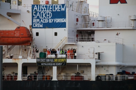 Sacked Australian seafarers aboard Alexander Spirit in 2015
