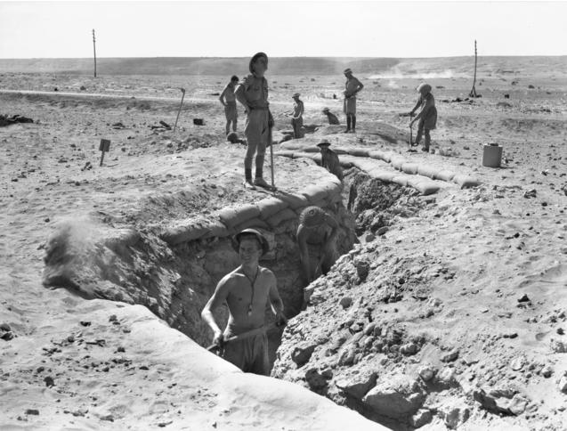 Australian 2-13th Infantry Battalion digging in at Tobruk 1941