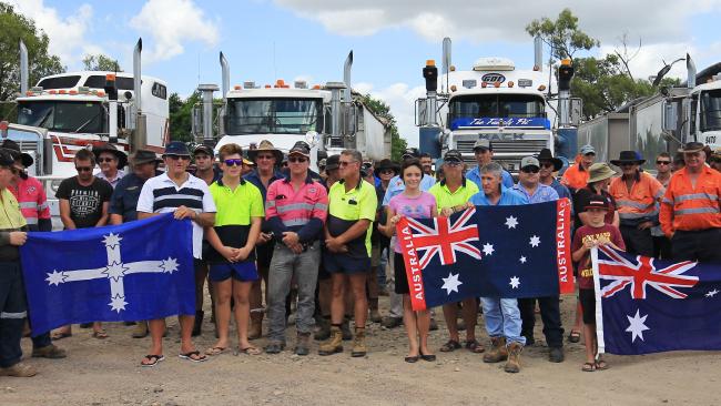 North Queensland truck drivers protesting the Road Safety Remuneration Order