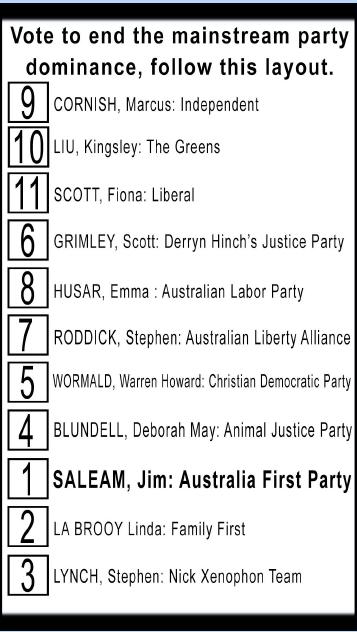 Australia First Party in Lindsay 2016 How to Vote Preferences