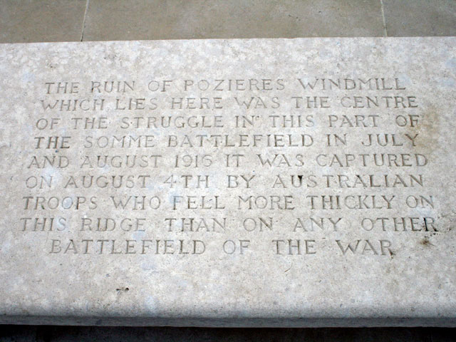 Pozieres Windmill Plaque